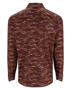 Long Sleeves|Simms Fishing Men's Simms Challenger LS Shirt 2024 Mahogany Riverbed Print