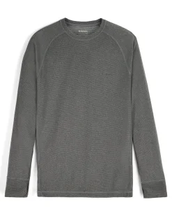 Base Layers|Simms Fishing Men's Strata 160 LS Baselayer Crew Dark Grey Heather