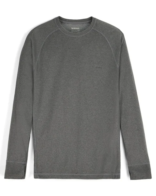 Base Layers|Simms Fishing Men's Strata 160 LS Baselayer Crew Dark Grey Heather