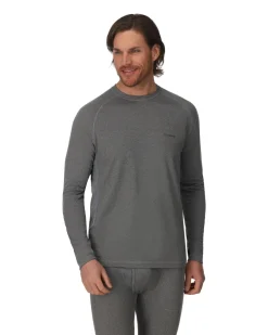 Base Layers|Simms Fishing Men's Strata 160 LS Baselayer Crew Dark Grey Heather