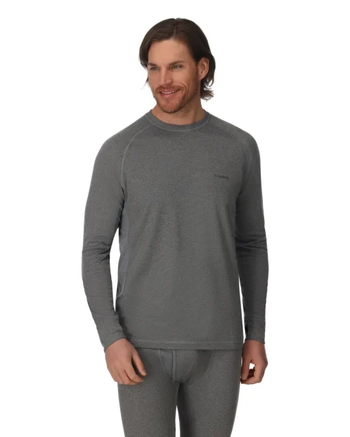 Base Layers|Simms Fishing Men's Strata 160 LS Baselayer Crew Dark Grey Heather