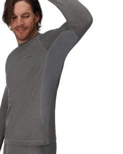 Base Layers|Simms Fishing Men's Strata 160 LS Baselayer Crew Dark Grey Heather