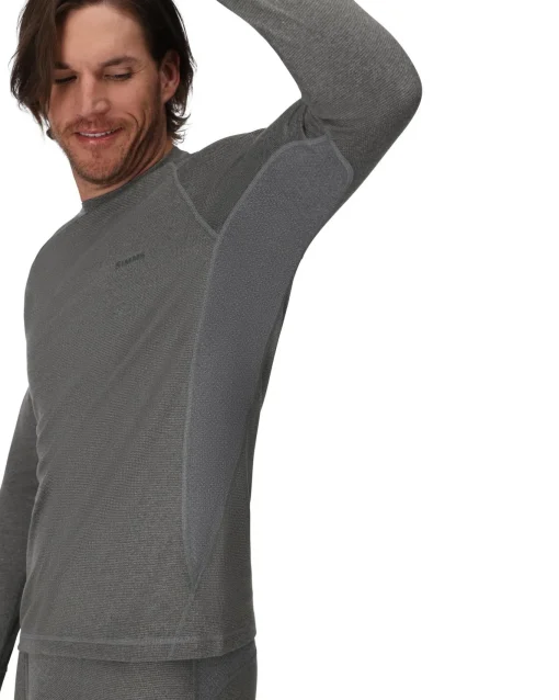 Base Layers|Simms Fishing Men's Strata 160 LS Baselayer Crew Dark Grey Heather