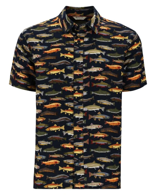 Short Sleeves|Simms Fishing Men's Tailout SS Shirt - Natural Trout Parade