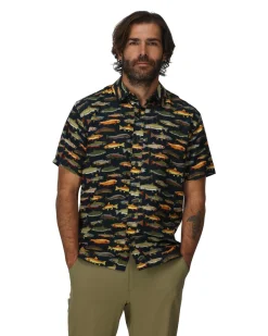 Short Sleeves|Simms Fishing Men's Tailout SS Shirt - Natural Trout Parade